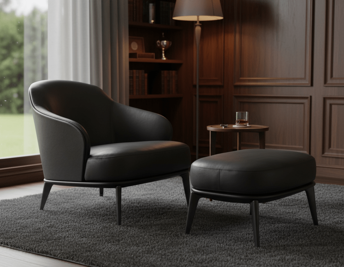 Kensington Leather Lounge Chair and Ottoman
