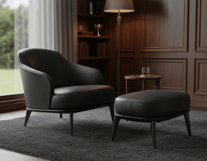 Kensington Leather Lounge Chair and Ottoman
