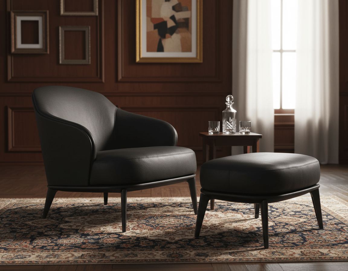 Kensington Leather Lounge Chair and Ottoman