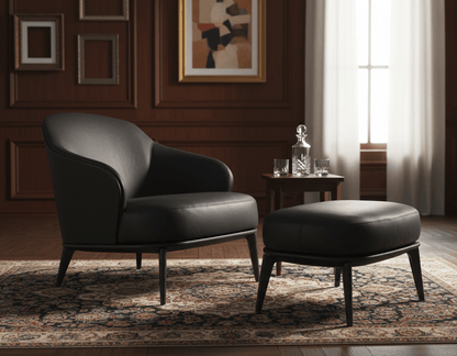 Kensington Leather Lounge Chair and Ottoman