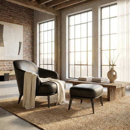 Kensington Leather Lounge Chair and Ottoman