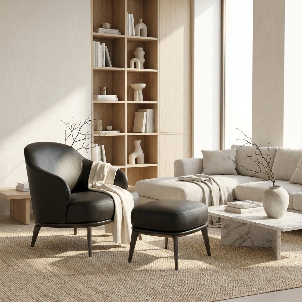 Kensington Leather Lounge Chair and Ottoman