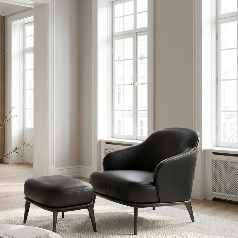 Kensington Leather Lounge Chair and Ottoman