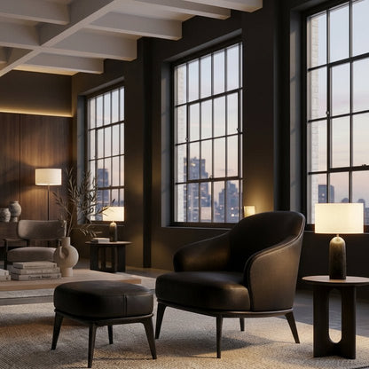 Kensington Leather Lounge Chair and Ottoman