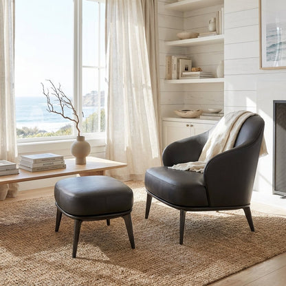 Kensington Leather Lounge Chair and Ottoman