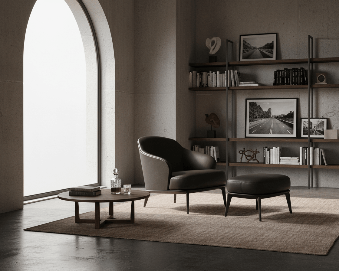 Kensington Leather Lounge Chair and Ottoman