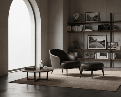 Kensington Leather Lounge Chair and Ottoman