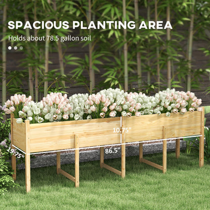 Wooden Raised Garden Bed Planter, Large Elevated Planter Box with Legs, Bed Liner and Drain Holes, Grey