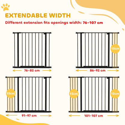 Pressure Fit Dog Gate Pet Barrier for stairs doorway, 29.9''- 42.1'' Width White