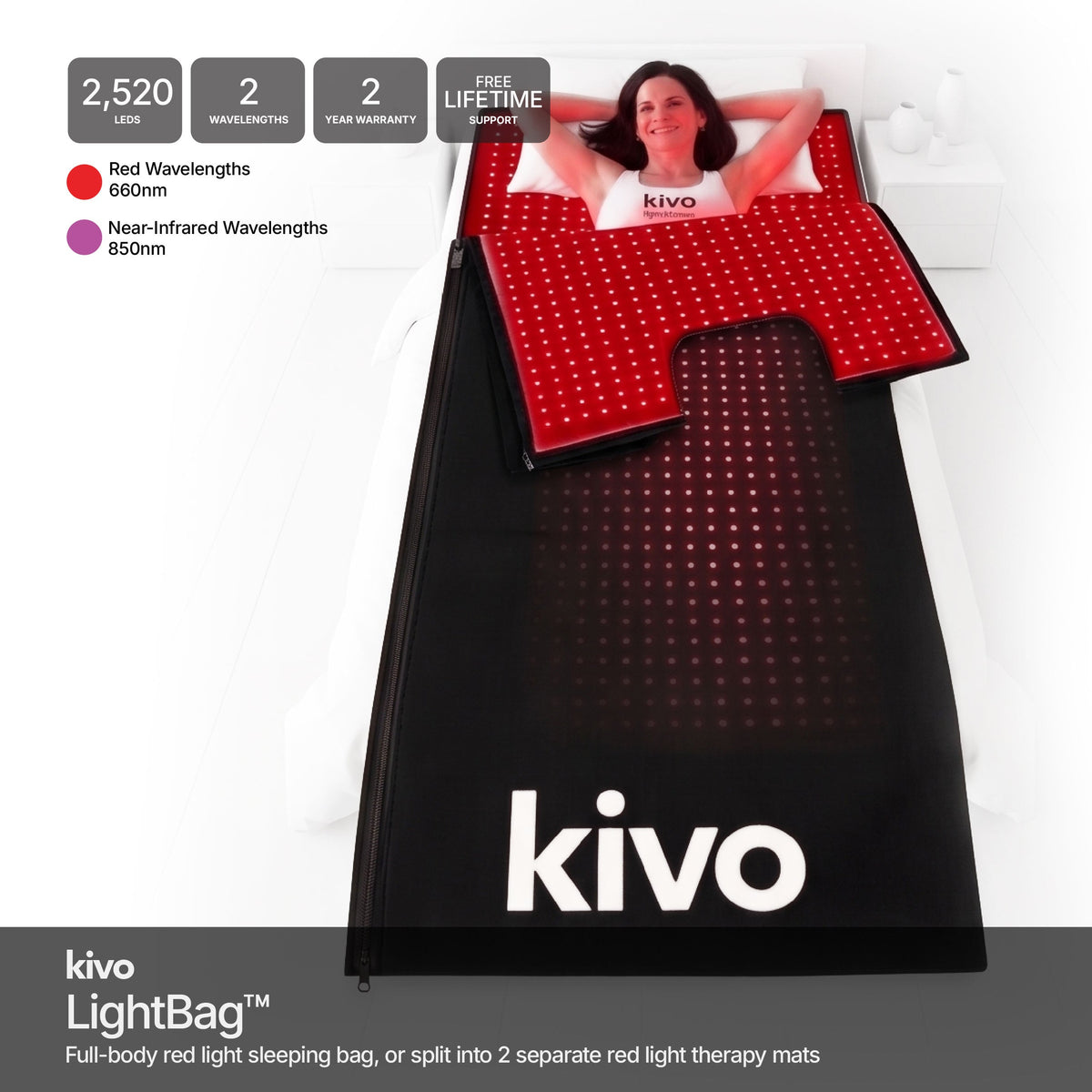 Kivo LightBag™ - Red Light Sleeping Bag + 2 Mat System