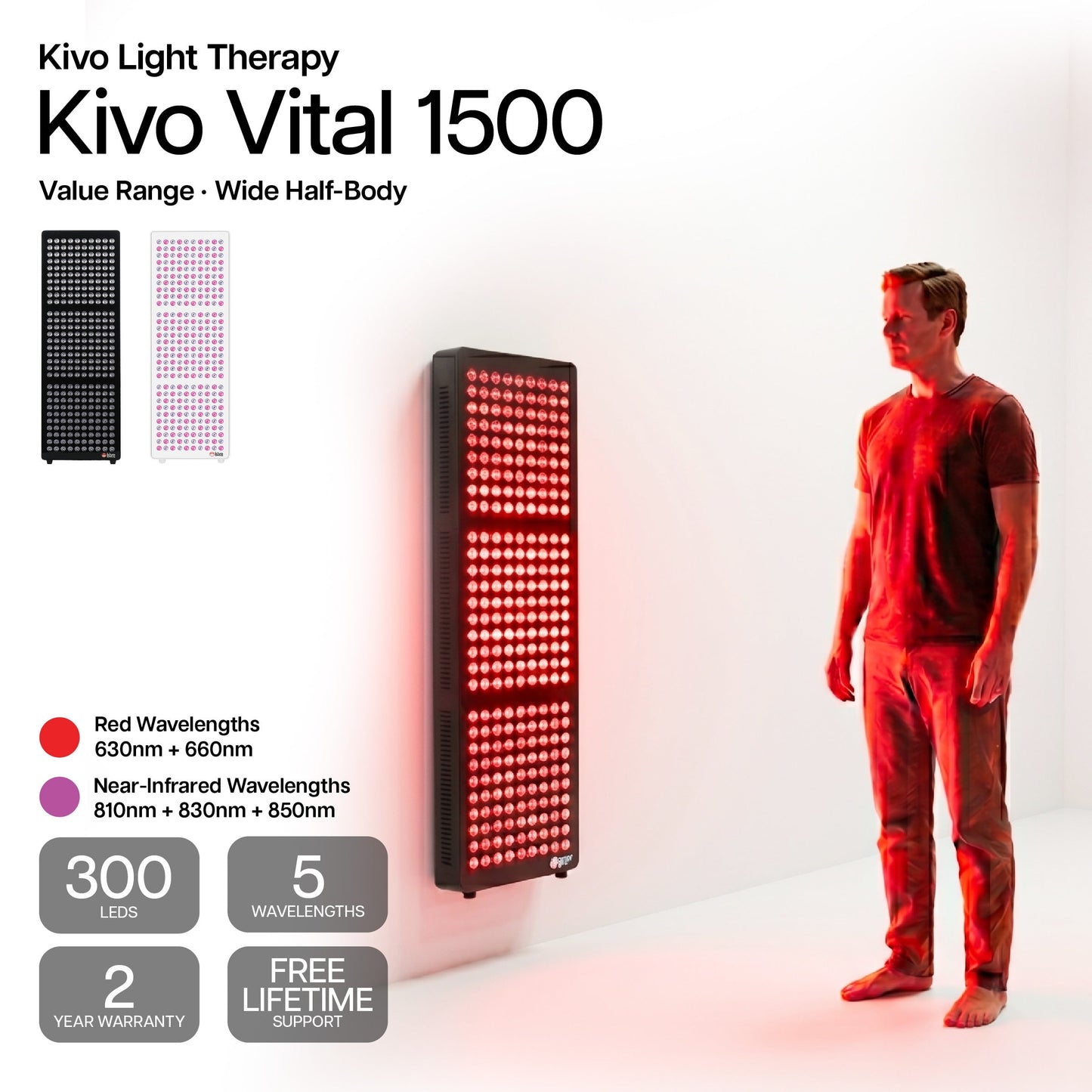 Kivo Vital 1500: Medium Wide Body Red Light Therapy Panel