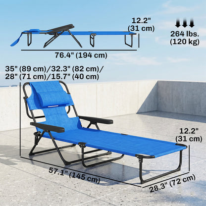 Folding Lounge Chair w/ Reclining Back, Cream White