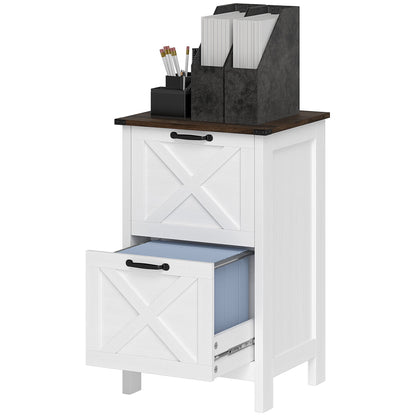 Vertical Filing Cabinet with 2 Drawers, Rustic Farmhouse Office Storage Cabinet for A4, Letter Size, Distressed Black