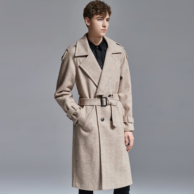 knee Herringbone Coat For Mens - Royal Eagles Promise of Peace