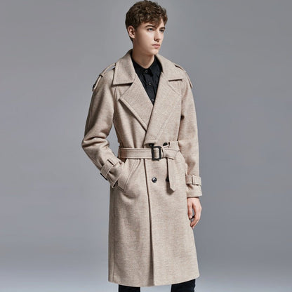 knee Herringbone Coat For Mens - Royal Eagles Promise of Peace