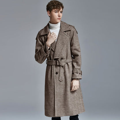 knee Herringbone Coat For Mens - Royal Eagles Promise of Peace