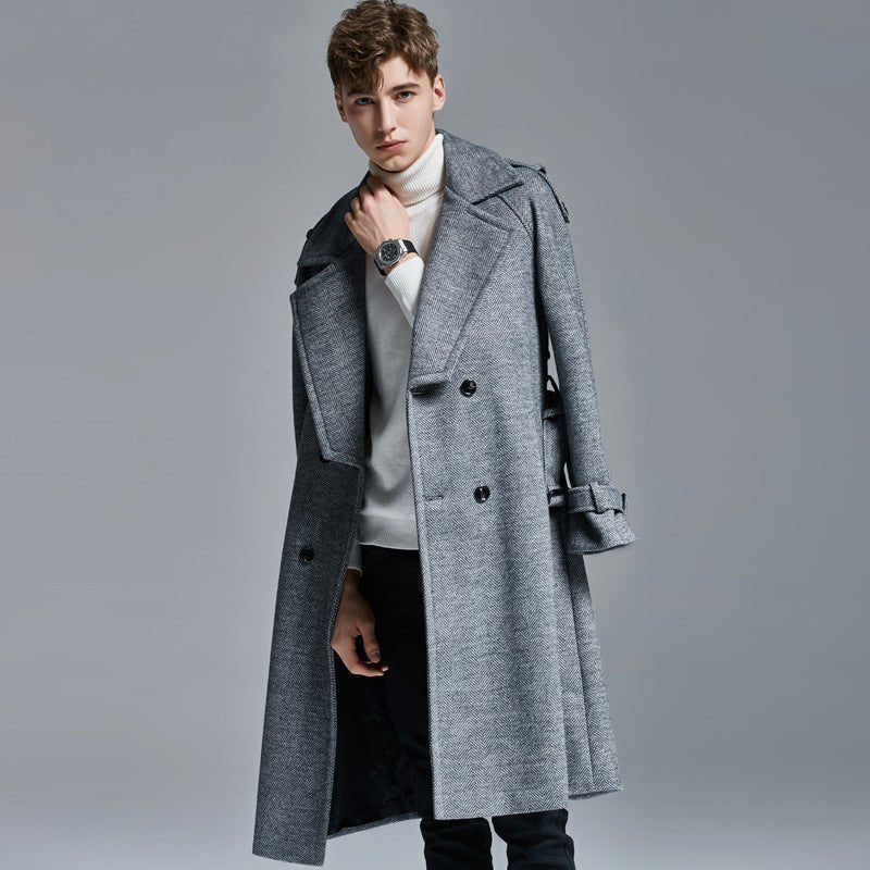 knee Herringbone Coat For Mens - Royal Eagles Promise of Peace
