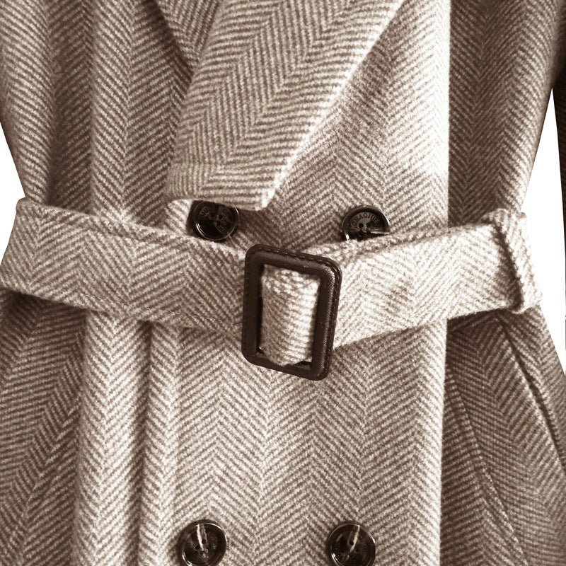 knee Herringbone Coat For Mens - Royal Eagles Promise of Peace