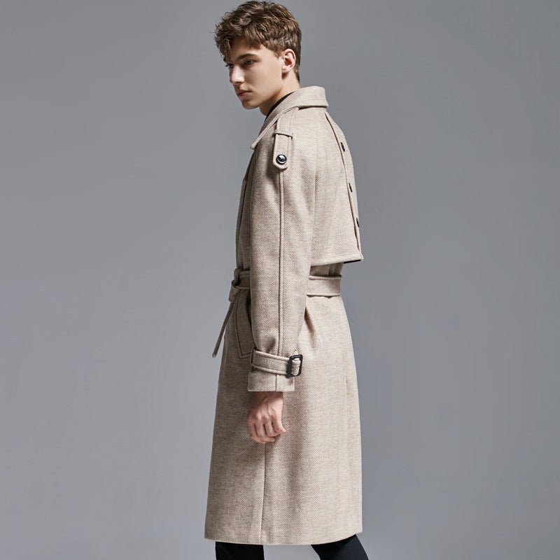 knee Herringbone Coat For Mens - Royal Eagles Promise of Peace