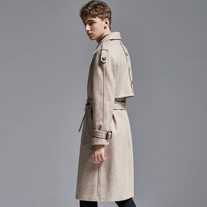 knee Herringbone Coat For Mens - Royal Eagles Promise of Peace