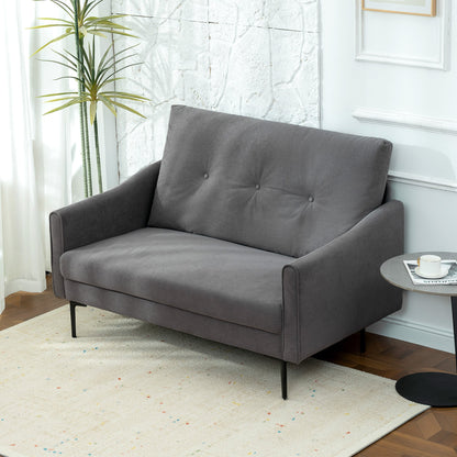 2 Seater Sofa, Small Modern Couch with High-Resilience Foam, Thicken Padding, Button Tufted, Cream White
