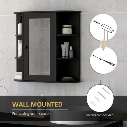 Mirrored Bathroom Wall Cabinet Wall Mounted Medicine Cabinet with Door & Shelves, White