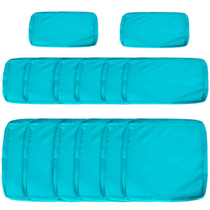 Outdoor 14pc Patio Rattan Sofa Set Cushion Polyester Cover Replacement Set - No Cushion Included Beige