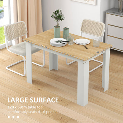 47" Kitchen Table for 4-6 People, Dining Table with Wood Effect for Dining Room, Black
