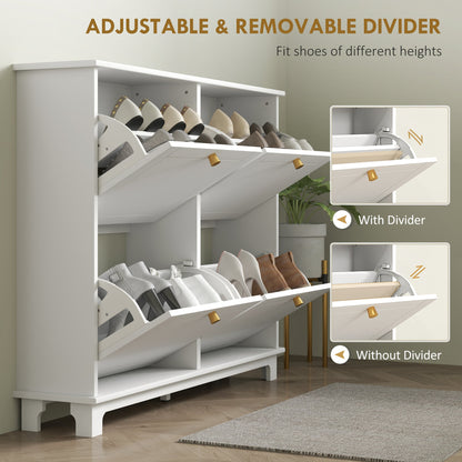 Modern Shoe Storage Cabinet, Narrow Shoe Cabinet with 4 Flip Drawers, Adjustable Shelves, 5 Legs for Entryway, Black