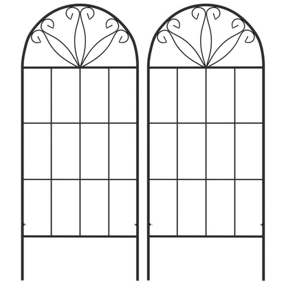 Metal Garden Trellis Pack of 2 for Climbing Plants, Arched Grid Trellis Panels, 20" x 60", Black