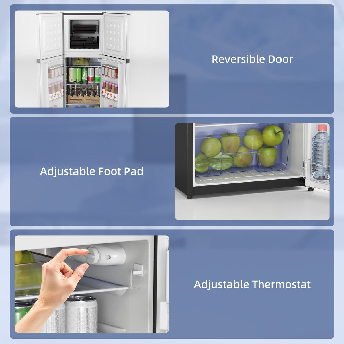 Double Door Mini Fridge with Freezer, 4.6 Cu.Ft Small Refrigerator with Thermostat, Shelves, Reversible Door, Black