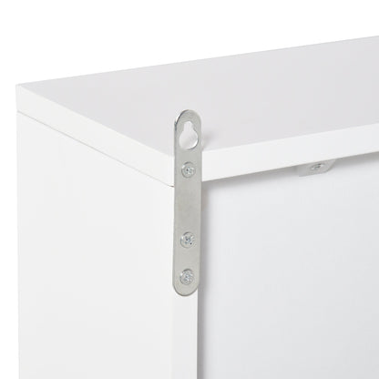 Wall Mounted Bathroom Medicine Cabinet Mirrored Cabinet with Hinged Door 2-Tier Storage Shelves White