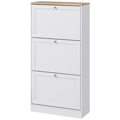 Modern Shoe Storage with 3 Flip Drawers and Adjustable Shelves, Shoe Cabinet Organizer for 12-18 Pairs of Shoes, Black