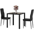 Zaya 3-Piece Rectangular Glass Dining Set for Small Spaces-Black