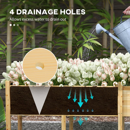 Wooden Raised Garden Bed Planter, Large Elevated Planter Box with Legs, Bed Liner and Drain Holes, Grey