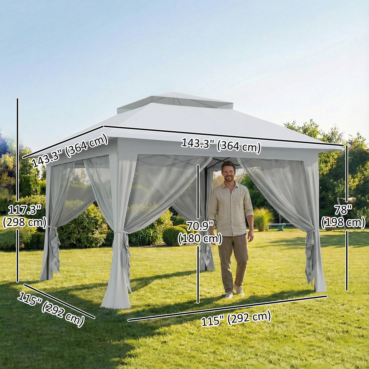 12' x 12' Foldable Pop-up Party Tent Instant Canopy Sun Shade Gazebo Shelter with Steel Frame, Dark Grey