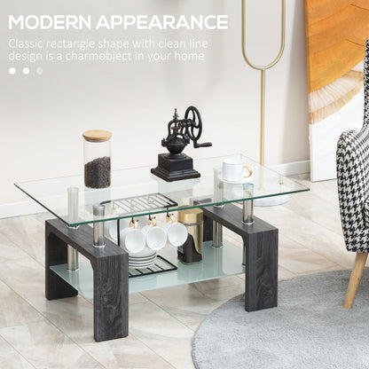 Sutton Rectangular Glass Coffee Table with Tempered Glass Top-Grey