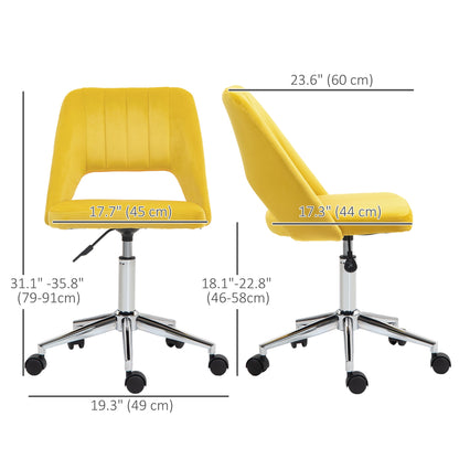 Mid Back Office Chair Velvet Fabric Swivel Scallop Shape Computer Desk Chair, Green