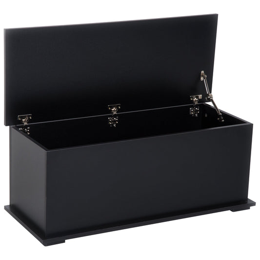 39.5" Storage Chest with 2 Safety Hinges, Storage Box Organizer with Flip-Top Lid, Entryway Storage Bench, Black