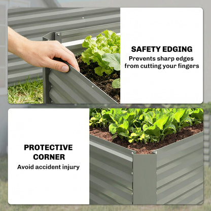 Set of 2 Galvanized Metal Planters for Outdoor Plants, 4' x 2' x 2' Raised Garden Bed, Dark Grey