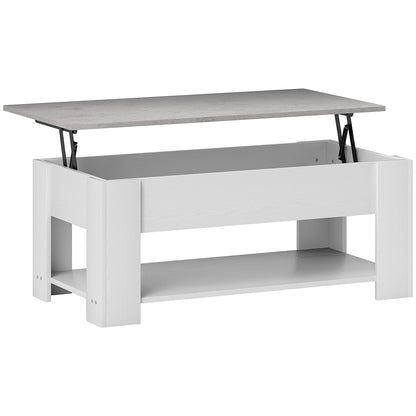 Lift Top Coffee Table with Hidden Storage Compartment and Open Shelf, Center Table for Living Room, Grey