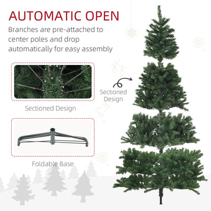 6ft Artificial Christmas Trees with Auto Open and Steel Base, Green