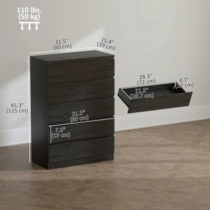 Ali Chest with 5 Drawers for Bedroom and Closets-Black