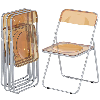 4 Pack Acrylic Foldable Chairs, Transparent Folding Chairs for Living Room, Home Office, Party, Clear