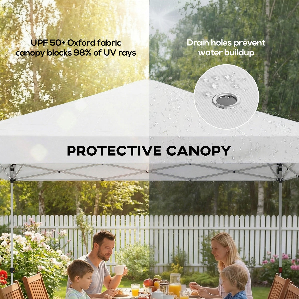 Pop Up Canopy Waterproof Canopy Tent with Carrying Bag for Parties Garden BBQs 9.8' x 9.8', Blue