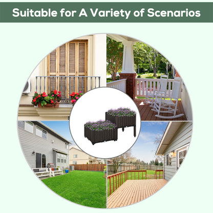 1 Piece Raised Garden Bed PP Raised Flower Bed Vegetable Herb Grow Box Stand Brown