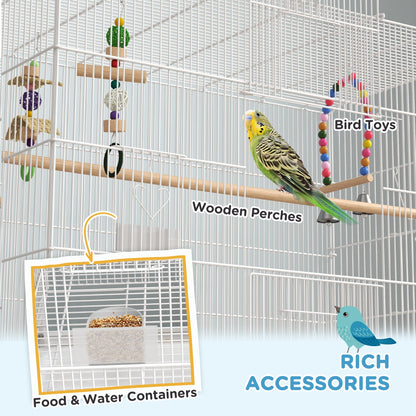 52" Bird Cage with Rolling Stand, Toys, for Budgies Canaries Black