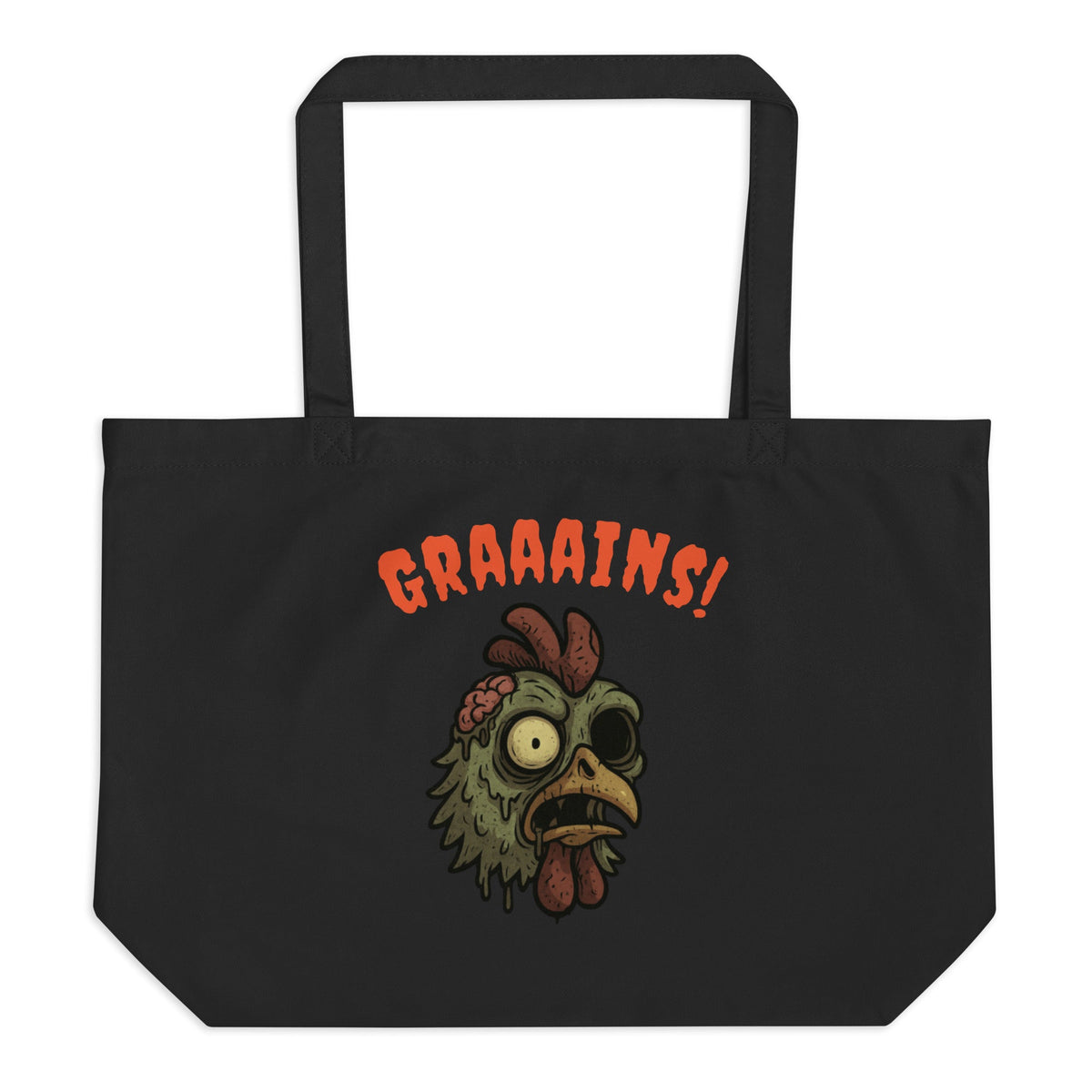 Halloween Zombie Chicken large organic tote bag