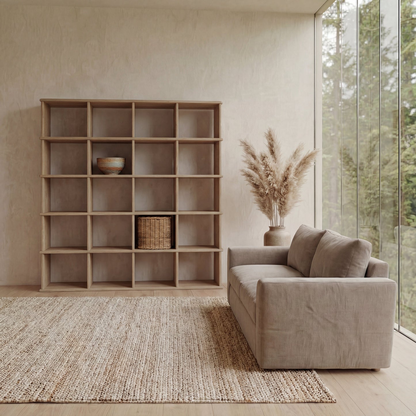 Cube bookshelf in white oak