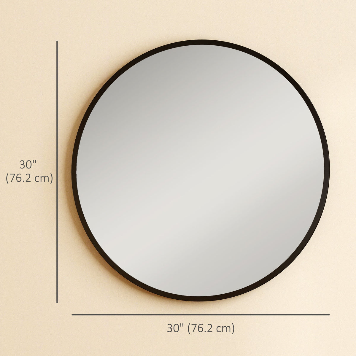 36" Round Mirror, Bathroom Wall Mirror with Metal Frame, Decorative Vanity Mirror for Living Room, Bedroom, Black